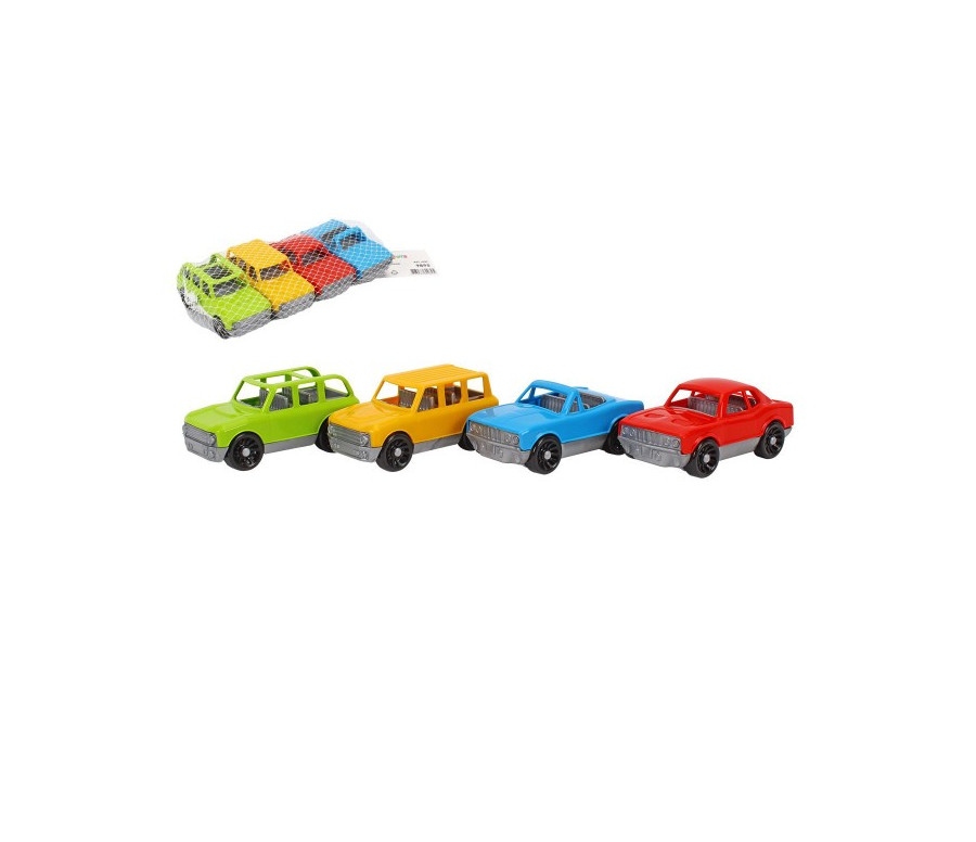 Sada aut/autíček 4ks plast na volný chod v síťce 20x4x10cm 18m+