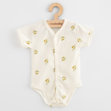 Kojenecké celorozepínací body s krátkým rukávem z organické bavlny New Baby Olivy, Béžová 56 (0-3m)