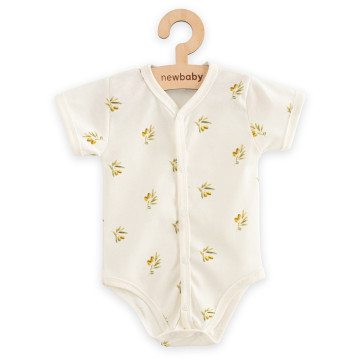 Kojenecké celorozepínací body s krátkým rukávem z organické bavlny New Baby Olivy, Béžová 56 (0-3m)