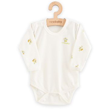 Kojenecké body s dlouhým rukávem z organické bavlny New Baby Olivy, Béžová 74 (6-9m)