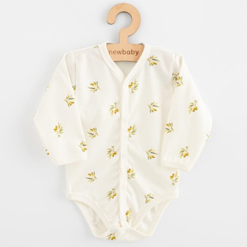 Kojenecké celorozepínací body s dlouhým rukávem z organické bavlny New Baby Olivy, Béžová 68 (4-6m)