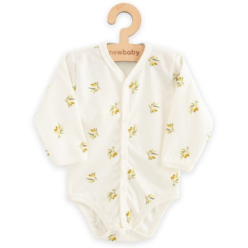 Kojenecké celorozepínací body s dlouhým rukávem z organické bavlny New Baby Olivy, Béžová 68 (4-6m)