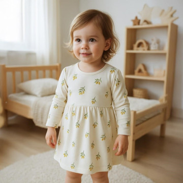 Kojenecké šaty z organické bavlny s dlouhým rukávem New Baby Olivy, Béžová 74 (6-9m)