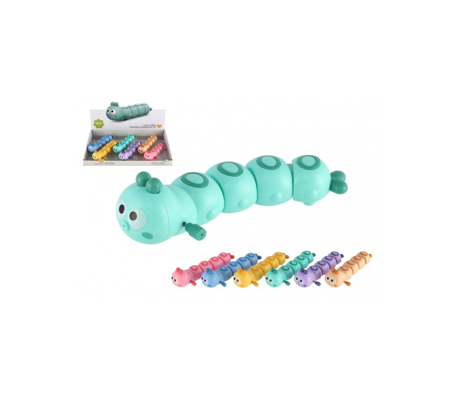 Červík/housenka vrtící plast 15cm na klíček 6 barev 6ks v boxu