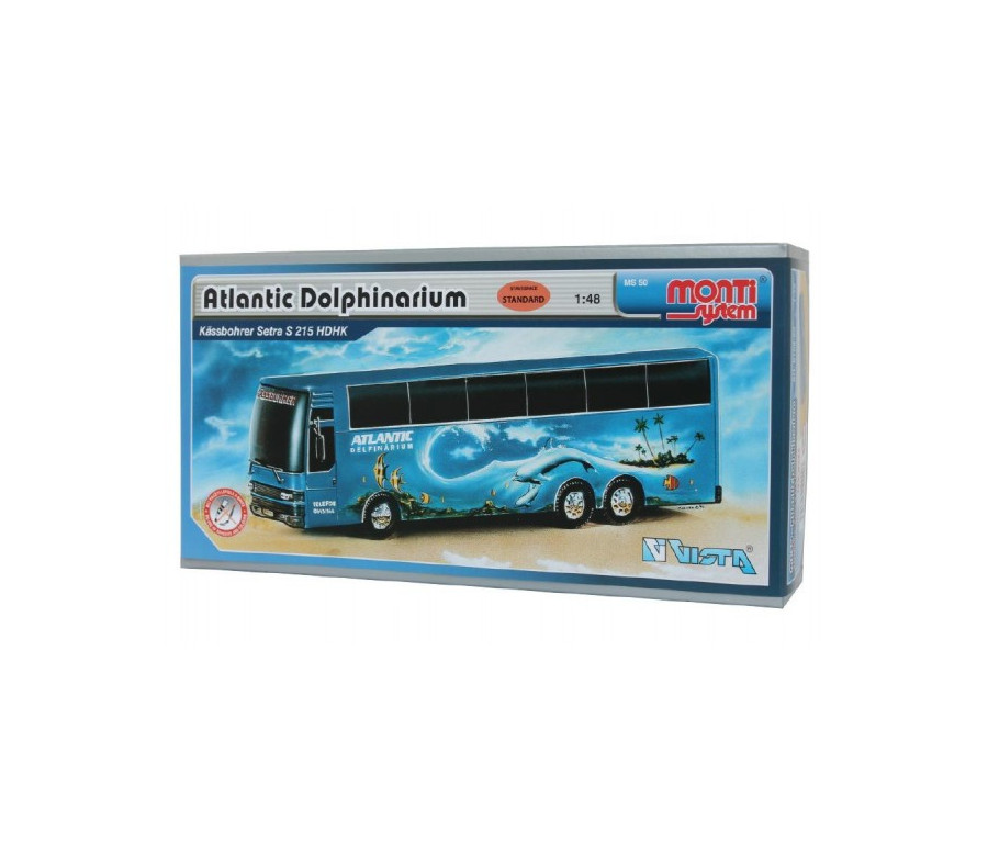 Stavebnice Monti System MS 50 Atlantic Dolphinarium Bus 1:48 v krabici 31,5x16,5x7,5cm