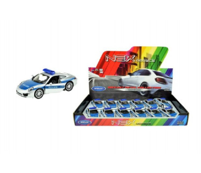 Auto Welly policie Porsche 911(991) Carrera S kov/plast 12cm volný chod 12ks v boxu