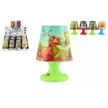 Mini lampička s dinosaurem na stůl plast 8x11cm na baterie 4 druhy 12ks v boxu