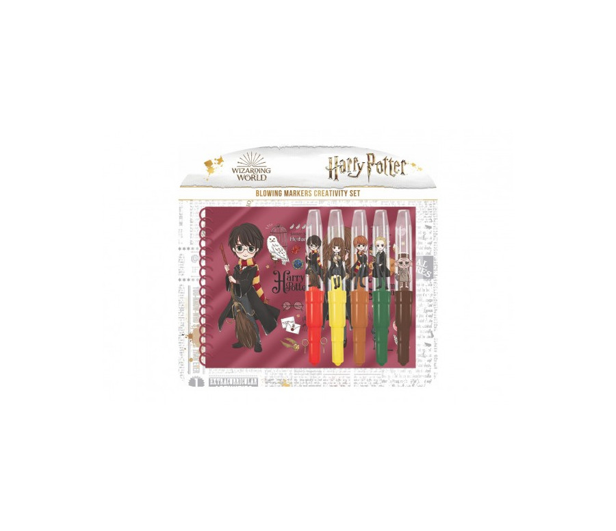 Fixy foukací 5ks s notesem Harry Potter na kartě 31x29cm Fixy foukací 5ks s notesem Harry Potter na kartě 31x29cm