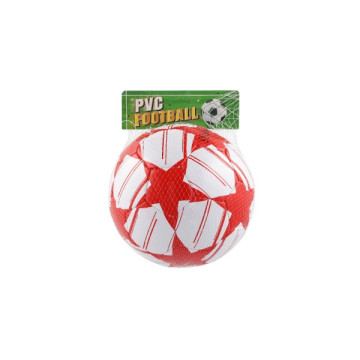 Míč fotbalový nafouknutý šitý 23cm červenobílý v síťce