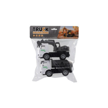 Auto stavební 2ks plast 15cm na setrvačník 2 barvy v sáčku