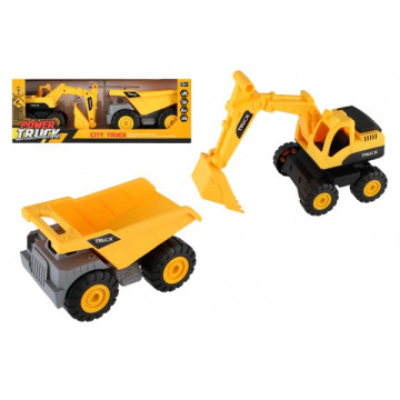 Auto stavební 2ks plast 18cm na volný chod v krabici 39x14x11,5cm