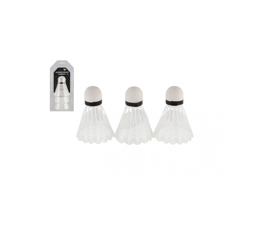 Míčky/Košíčky na badminton bílé 3ks plast v blistru 11x22cm Míčky/Košíčky na badminton bílé 3ks plast v blistru 11x22cm