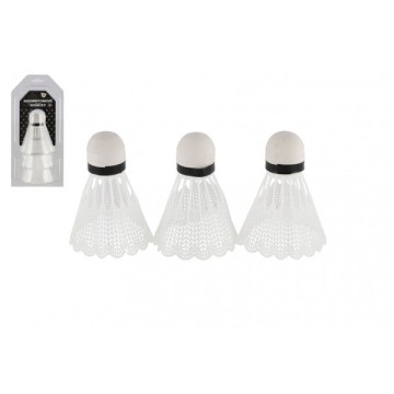 Míčky/Košíčky na badminton bílé 3ks plast v blistru 11x22cm
