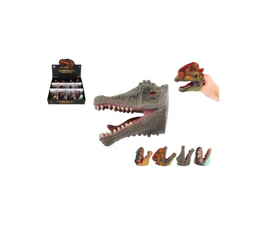 Maňásek hlava dinosaura guma 5x10cm mix druhů 12ks v boxu Maňásek hlava dinosaura guma 5x10cm mix druhů 12ks v boxu