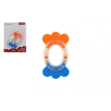 Chrastítko/Kousátko ovál plast/silikon 11cm na kartě 0m+