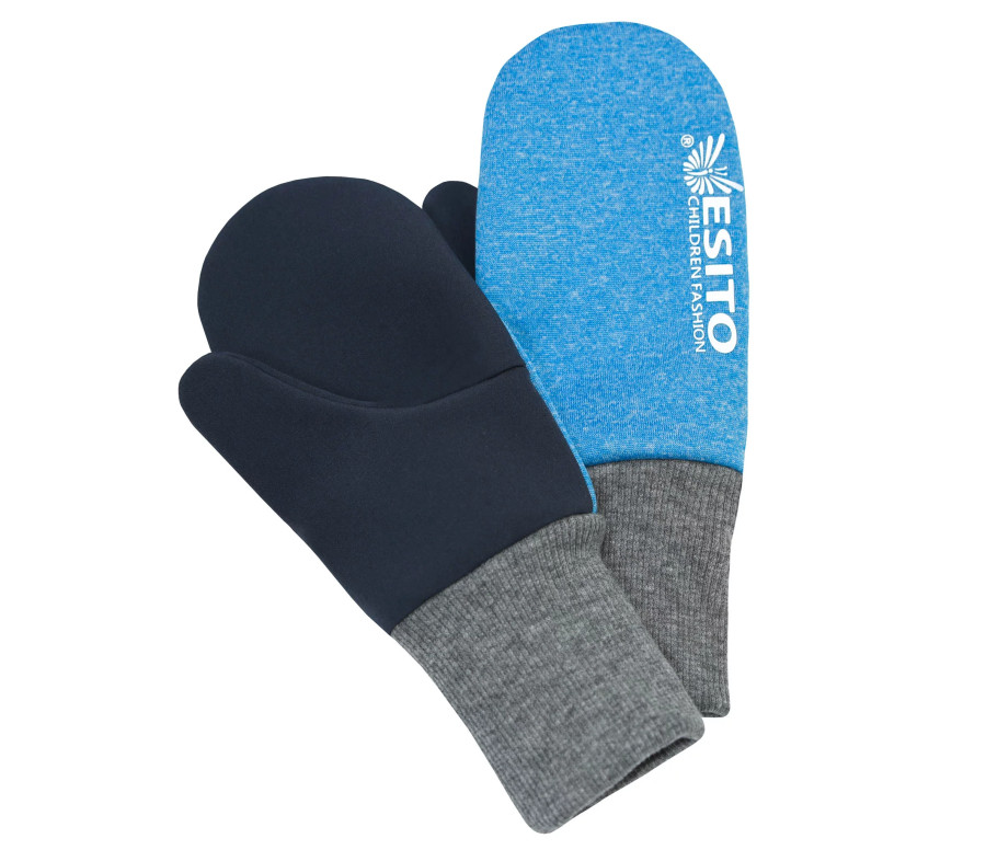 ESITO | Palcové rukavice softshell melírové - tyrkysová / 3 - 5 let