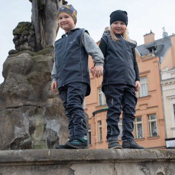 ESITO | Dětská softshellová dvojitá vesta Roboti vel. 122 - 146 - tyrkysová / 122