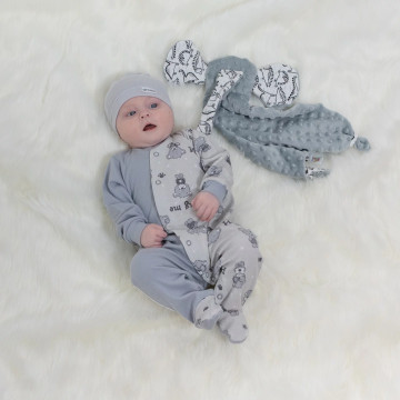 ESITO | Kojenecký overal Teddy bears vel. 50 až 68 - šedá / 62