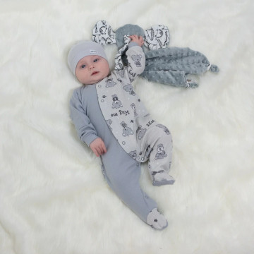 ESITO | Kojenecký overal Teddy bears vel. 50 až 68 - šedá / 62
