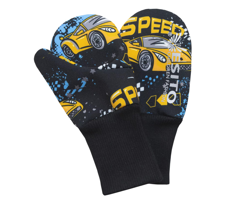 ESITO | Palcové rukavice softshell Závoďáci - černá / 1 - 2 roky
