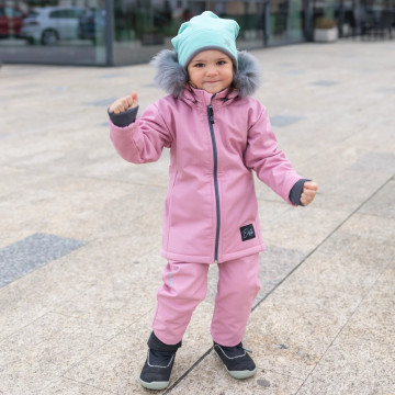 ESITO | Dívčí zimní softshellový kabát s beránkem Antique pink - antique pink / 86