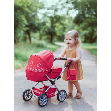 Dětský kočárek pro panenky 2v1 New Baby Monika červený, Červená