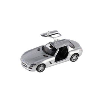Auto Kinsmart Mercedes-Benz SLS AMG kov/plast 13cm na zpětné natažení 4 barvy 12ks v boxu