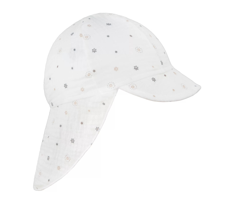 ESITO | Dětská kšiltovka s krytím krku mušelín Hvězdička - bílá / L