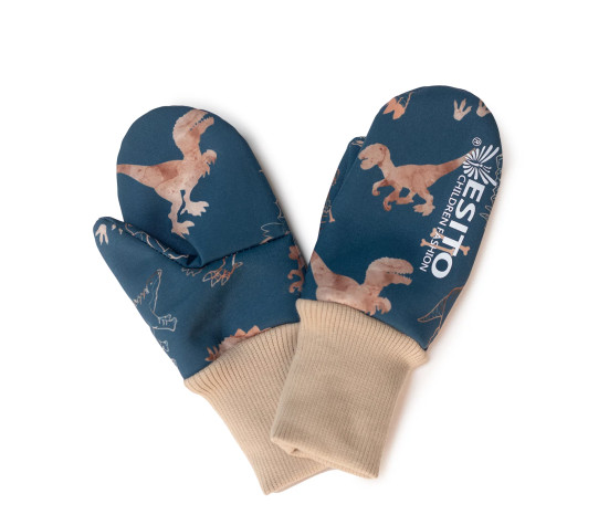 ESITO | Palcové rukavice softshell Dinoušek Modrák - modrá / 2 - 3 roky