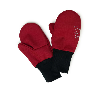 ESITO | Zimní palcové rukavice softshell s beránkem Lamb Red - červená / 2 - 3 roky
