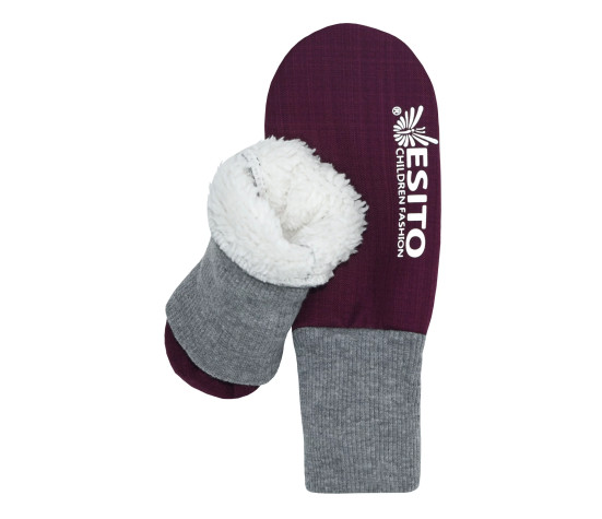 ESITO | Zimní palcové rukavice softshell s beránkem Lamb Red - červená / 2 - 3 roky