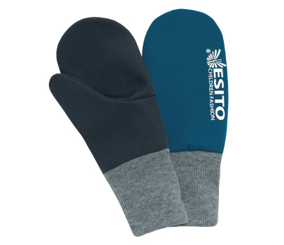 ESITO | Palcové rukavice softshell DUO Petrol - petrolejová / 1 - 2 roky