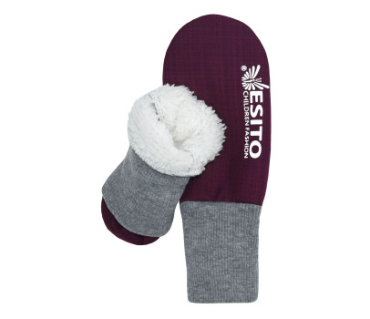 ESITO | Zimní palcové rukavice softshell s beránkem Lamb Grey - grey / 3 - 5 let