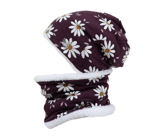 ESITO | Zimní čepice spadená Daisy - vínová / 42