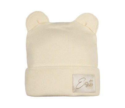 ESITO | Zimní žebrovaná čepice s oušky Color Cream - smetanová / 30