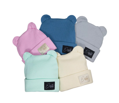 ESITO | Zimní žebrovaná čepice s oušky Color Cream - smetanová / 30
