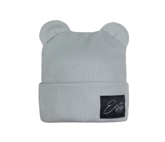 ESITO | Zimní žebrovaná čepice s oušky Color Grey - šedá / 30