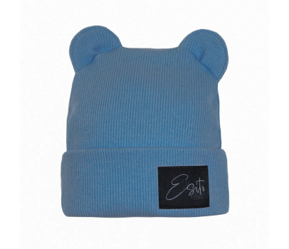 ESITO | Zimní žebrovaná čepice s oušky Color Blue - modrá / 30