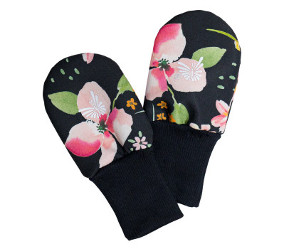 ESITO | Rukavice softshell bezpalcové Spring flowers - černá / 74 - 80