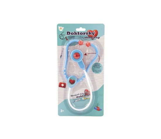 Doktor/lékař stetoskop plast 53cm na baterie se světlem se zvukem na kartě 17x34x3cm