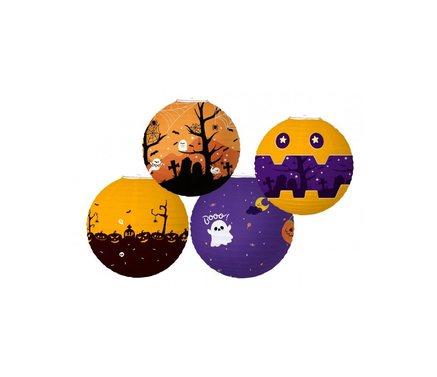 Lampion koule Halloween papír průměr 30cm v sáčku (bez hůlky) 4 druhy karneval