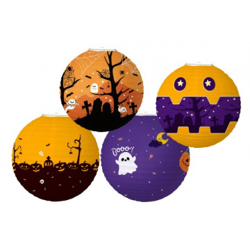 Lampion koule Halloween papír průměr 30cm v sáčku (bez hůlky) 4 druhy karneval