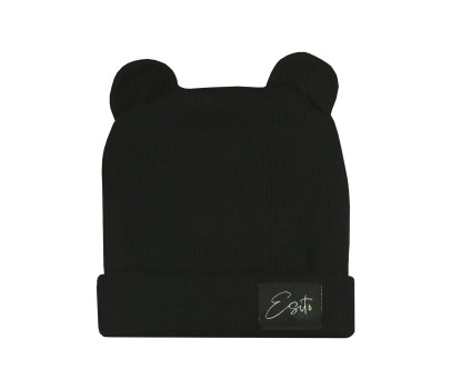 ESITO | Zimní žebrovaná čepice s oušky Color Black - černá / 30