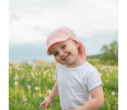 ESITO | Dětská kšiltovka s krytím krku mušelín Pink - růžová / XXS