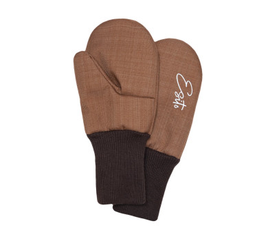 ESITO | Zimní palcové rukavice softshell s beránkem Brown - hnědá / 3 - 5 let