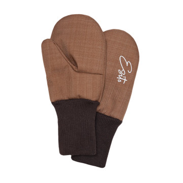ESITO | Zimní palcové rukavice softshell s beránkem Brown - hnědá / 3 - 5 let