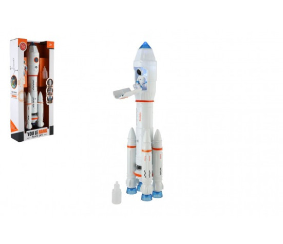 Raketa vypouštějící páru plast 36cm na baterie se zvukem se světlem s doplňky v krabici 17x38x6,5cm