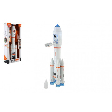 Raketa vypouštějící páru plast 36cm na baterie se zvukem se světlem s doplňky v krabici 17x38x6,5cm