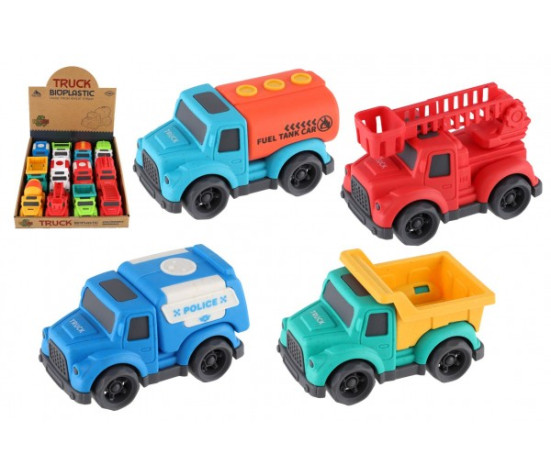 Auto nákladní Eco plast 10cm na volný chod mix druhů 12ks v boxu 18m+