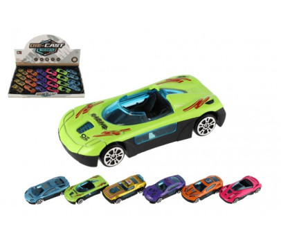 Auto závodní mini kov/plast 7cm na volný chod 6 barev 24ks v boxu